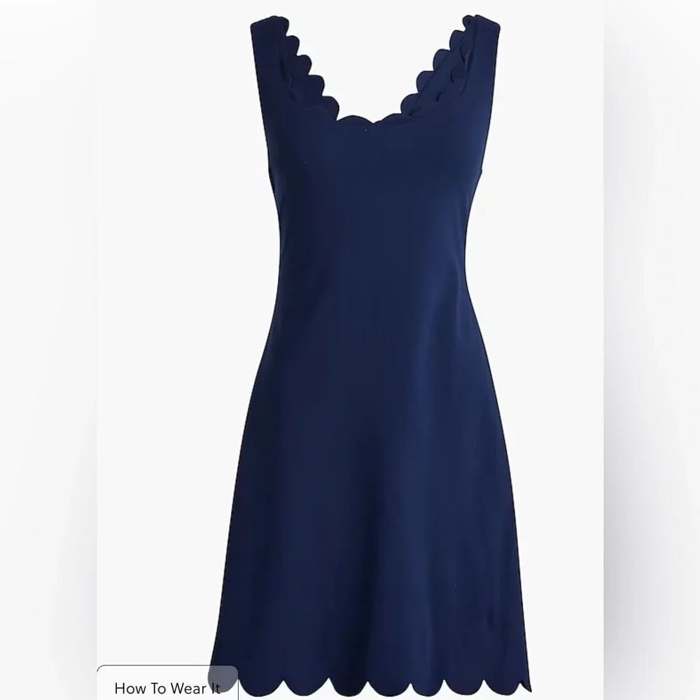 J.Crew Blue Scalloped Active Dress Size Medium - Picture 4 of 4